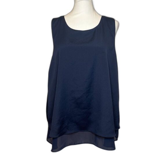 Lauren Ralph Lauren Navy Blue Tank Top Layered Blouse Womens Designer - Picture 1 of 8
